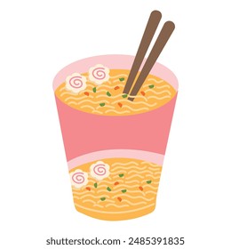 Ramen instantáneo en la ilustración de la taza