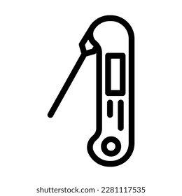 instant read thermometer kitchen cookware line icon vector. instant read thermometer kitchen cookware sign. isolated contour symbol black illustration