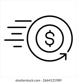 Instant Refund Outline Icon Vector Illustration