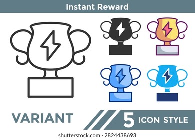 Instant Reward icon for representing immediate gratification systems, rapid satisfaction responses, and reward psychology concepts. Line, Filled, Color, Dualtone style.