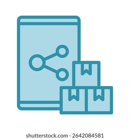 Instant Share dual tone blue color, mini illustration icon. use for modern concept, print, UI, UX kit, web and app development. Vector related to product offering, marketing, business.