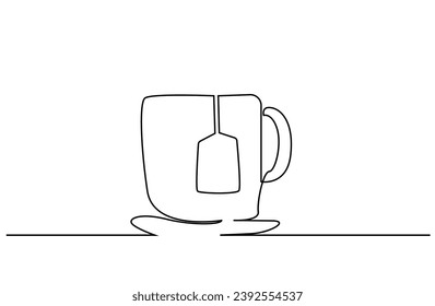 instant tea morning porcelain cup drink line one line art design