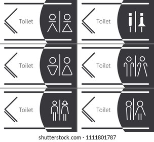 Instant toilet sign for industry or business .Ready to use toilet sign with gray man and woman symbol. Universal standard toilet sign with arrow sign.