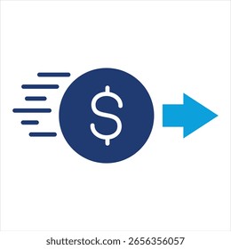 Ilustración vectorial de icono azul plano de transferencia instantánea