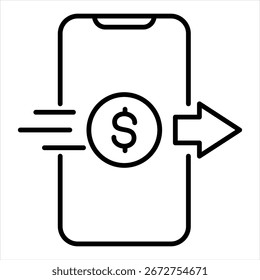 Ilustración vectorial de icono de contorno de transferencia instantánea