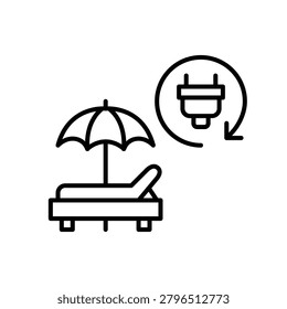 Instant wellness recharge, rapid tanning renewal, seamless solar relaxation. Pixel perfect, editable stroke vector icon