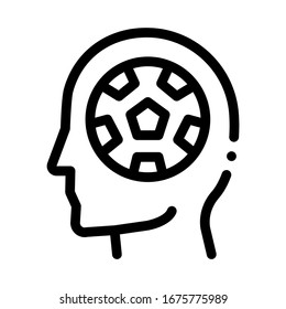 En lugar de Cerebro - Vector de icono del fútbol. Contorno en lugar de cerebro - Signo de fútbol. Ilustración de símbolo de contorno aislado