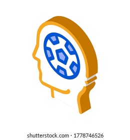 En lugar de Cerebro - Vector de iconos de fútbol. Isometric en lugar de Brain - Signo de fútbol. Ilustración de símbolo aislado de color