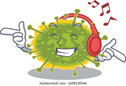 insthoviricetes in Cartoon design concept listening music