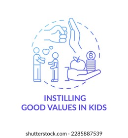 Instilling good values in kids blue gradient concept icon. Teaching child love, respect and kindness. Religion and belief idea thin line illustration. Vector isolated outline RGB color drawing