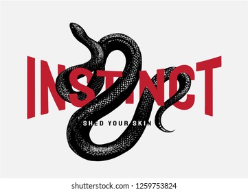инстинкт слоган с черной змеей иллюстрации