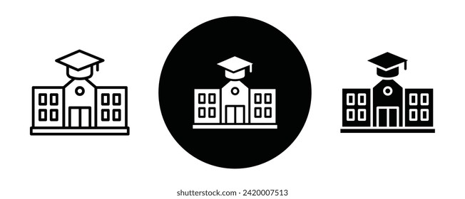 Institute outline icon collection or set. Institute Thin vector line art