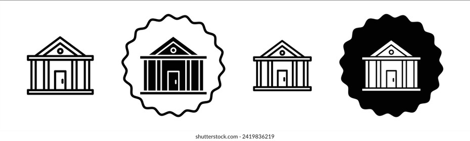 Institute set in black and white color. Institute simple flat icon vector