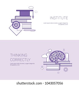 Institute And Thinking Correctly Template Web Banner With Copy Space Vector Illustration