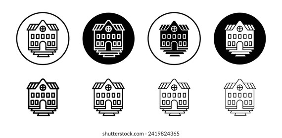 Institute vector icon set collection. Institute Outline flat Icon.