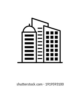 Ilustración de estilo de icono de esquema vectorial de construcción institucional. 