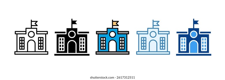 Institution Icon Set Multiple Style Collection