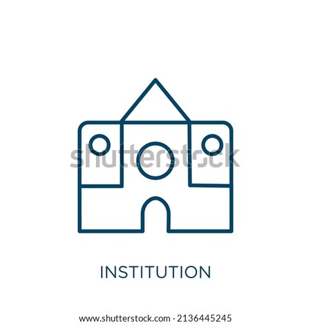institution icon. Thin linear institution outline icon isolated on white background. Line vector institution sign, symbol for web and mobile