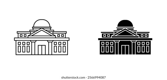 Institution icons in outline and fill. vector illustration for ui.