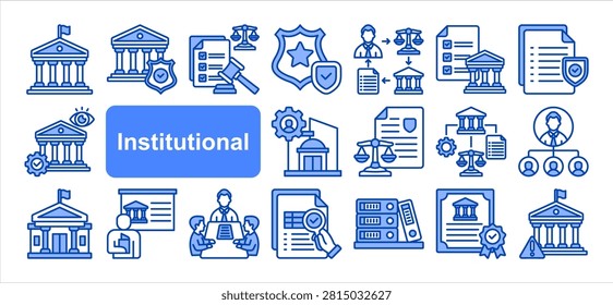 Institutional icon set, with Authority, Oversight, Board, Committee.