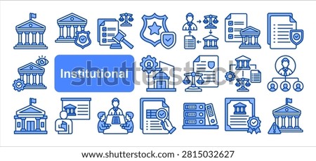 Institutional icon set, with Authority, Oversight, Board, Committee.