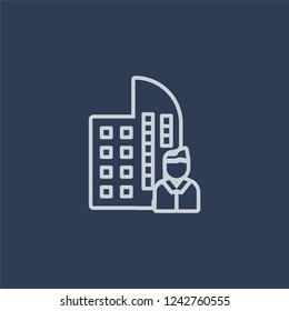 Institutional investor icon. Trendy flat vector line Institutional investor icon on dark blue background from Business  collection. 