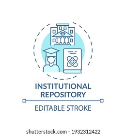 Institutional repository concept icon. Digital Library search options idea thin line illustration. Constant access to scientific materials. Vector isolated outline RGB color drawing. Editable stroke