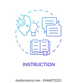 Instruction blue gradient concept icon. Key element of prompt. Clear command to chatbot. Human and LLM interaction. Round shape line illustration. Abstract idea. Graphic design. Easy to use in article