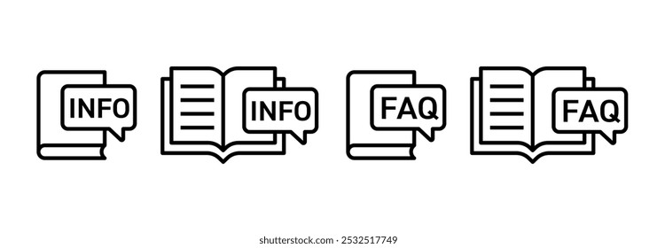 Instruction book  icon vector set. Faq bubble symbol