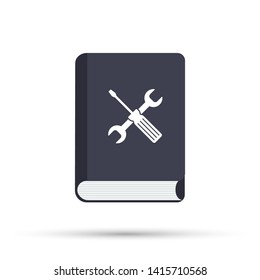 Instruction Book. User Manual book icon on white background. Vector stock illustration.