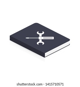 Instruction Book. User Manual book icon on white background. Vector stock illustration.