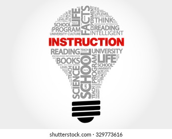 INSTRUCTION bulb word cloud, business concept