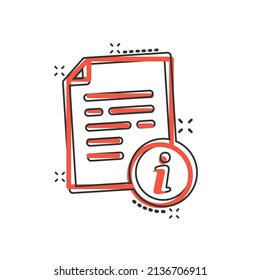 Instruction document icon in comic style. Manual cartoon vector illustration on isolated background. Paper sheet splash effect sign business concept.