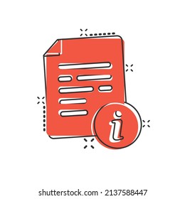 Instruction document icon in comic style. Manual cartoon vector illustration on isolated background. Paper sheet splash effect sign business concept.