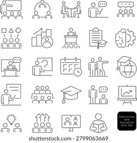 Instruction and Education Icon Set : Pictogram Materials for Teachers, Training, and Learning Support