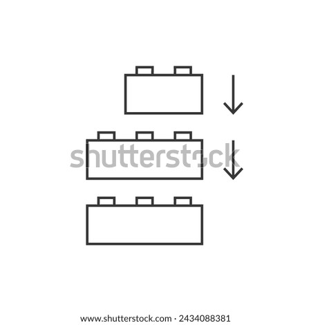 Instruction how to build blocks element. Cubes pieces toy. Vector illustration