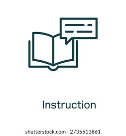 Instruction icon with book and speech bubble for education and learning concept online guide icon