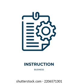 Instruction icon. Linear vector illustration from business collection. Outline instruction icon vector. Thin line symbol for use on web and mobile apps, logo, print media.