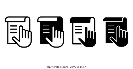 Instruction Icons Hands Pointing at Documents Vector Design Illustration Set