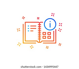 Instruction info line icon. Technical information sign. Gradient design elements. Linear instruction info icon. Random shapes. Vector