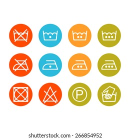 Instruction laundry, dry cleaning, care icons, washing symbols