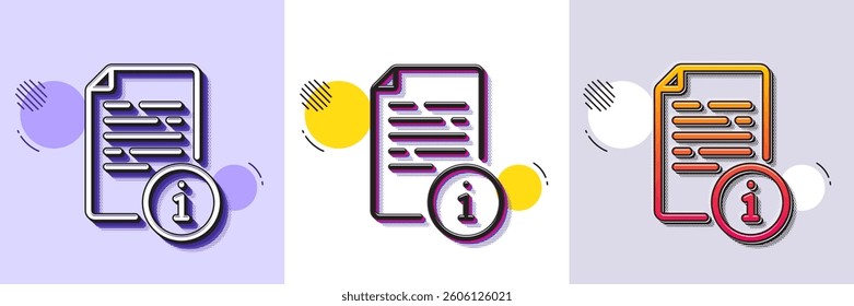 Instruction line icon. Halftone dotted pattern. Gradient icon with grain shadow. User manual sign. Information document symbol. Line manual icon. Various designs. Vector