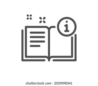 Instruction line icon. User manual sign. Information book symbol. Quality design element. Linear style manual icon. Editable stroke. Vector