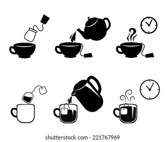 Instruction of making tea vector icons 