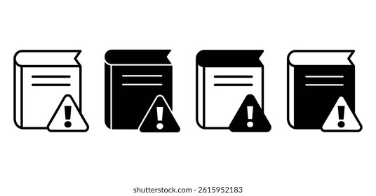 Instruction Manual Book Icon Set Black and White Warning Symbols Vector Design