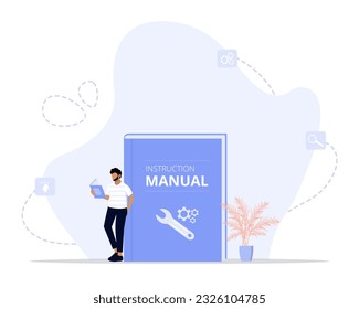 Ilustración de concepto manual de instrucciones. Adecuado para página de inicio, ui, web, tarjeta de introducción de aplicaciones, editorial, volante y banner.
