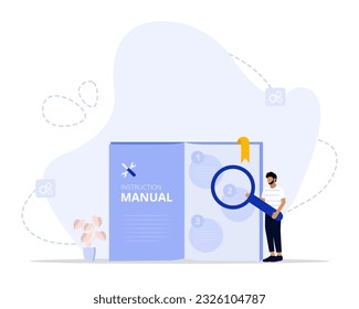 Ilustración de concepto manual de instrucciones. Adecuado para página de inicio, ui, web, tarjeta de introducción de aplicaciones, editorial, volante y banner.
