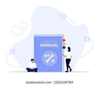 Ilustración de concepto manual de instrucciones. Adecuado para página de inicio, ui, web, tarjeta de introducción de aplicaciones, editorial, volante y banner.
