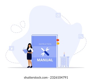 Ilustración de concepto manual de instrucciones. Adecuado para página de inicio, ui, web, tarjeta de introducción de aplicaciones, editorial, volante y banner.
