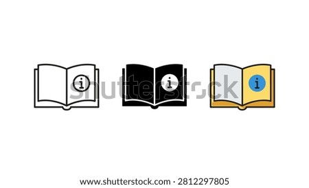 Instruction manual information book icon set with information education knowledge illustration graphics document